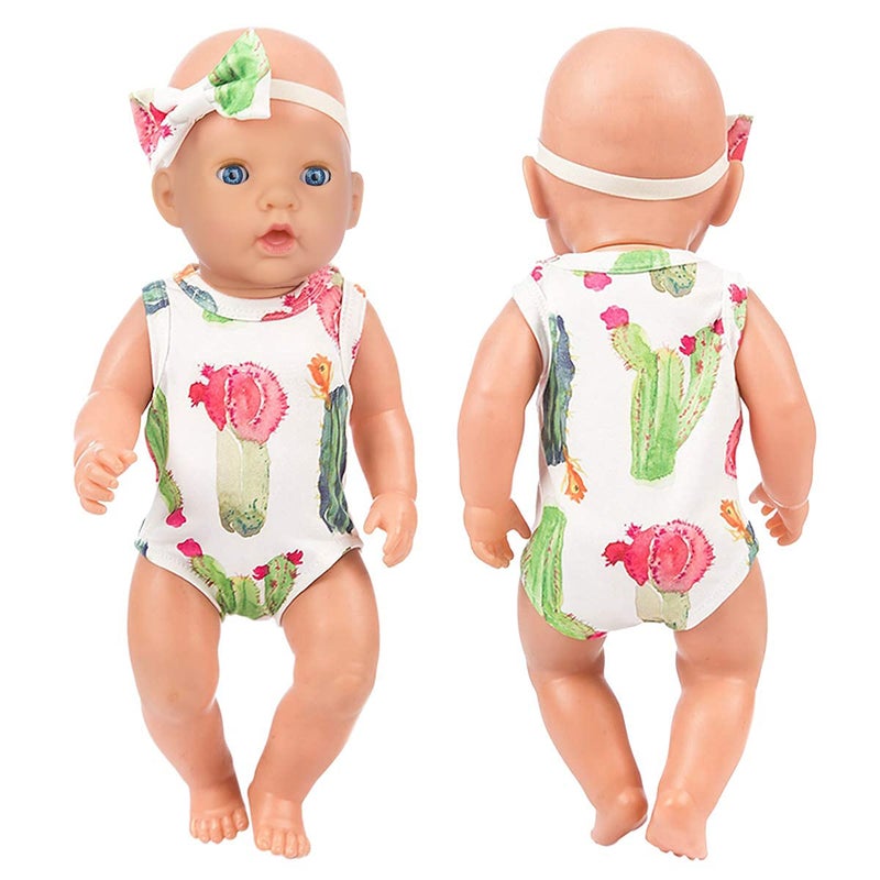 Ecore Fun 5 Sets 14-18 Inch Baby Doll Clothes and Headbands Outfits Pjs Baby Doll Accessories for 43cm New Born Dolls, 15 Inch Baby Dolls - Image 4